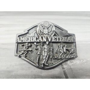 American Veteran Tribute Belt Buckle 1986 Soldiers Army Navy Marines Big